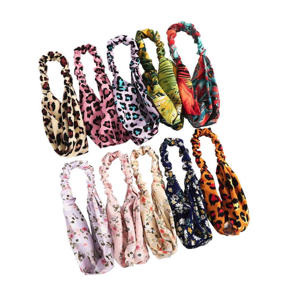 Băng đô vải co giãn in họa tiết phong cách retro cho nữ