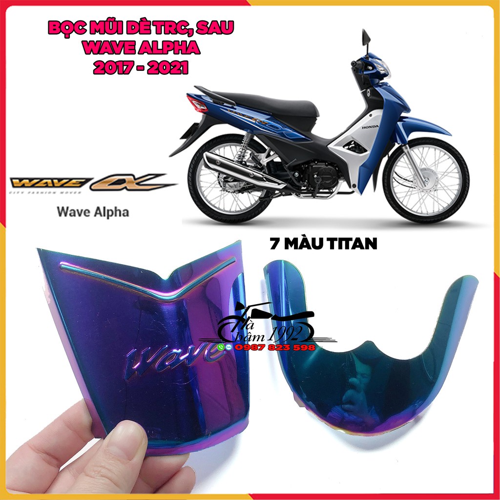 🏆 Ốp Mũi Dè Wave A 2017 - 2021-22 7  Màu Titan, Bọc Mõm Dè Xe Wave A 2017 - 2021-22, Bịt Mỏ Bịt Đuôi Dè Wave A  🏆