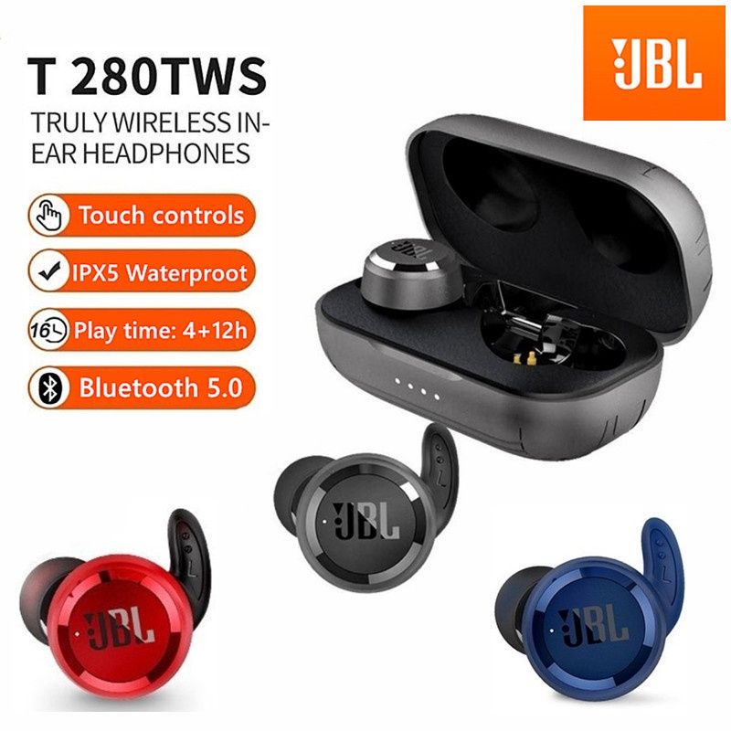 JBL Tai Nghe Bluetooth 5.0 TWS T280 Chống Thấm Nước Có Điều Khiển Cảm Ứng