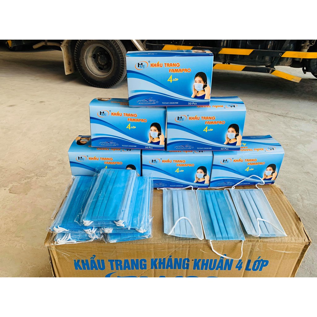 HỘP 50 CÁI KHẨU TRANG Y TẾ 4 LỚP KHÁNG KHUẨN