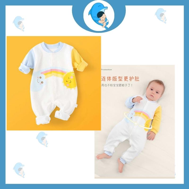 Bộ body dài tay Bodysuit cài giữa liền thân đáng yêu cho bé trai và gái sơ sinh 100% cotton cao cấp xuất Nhật