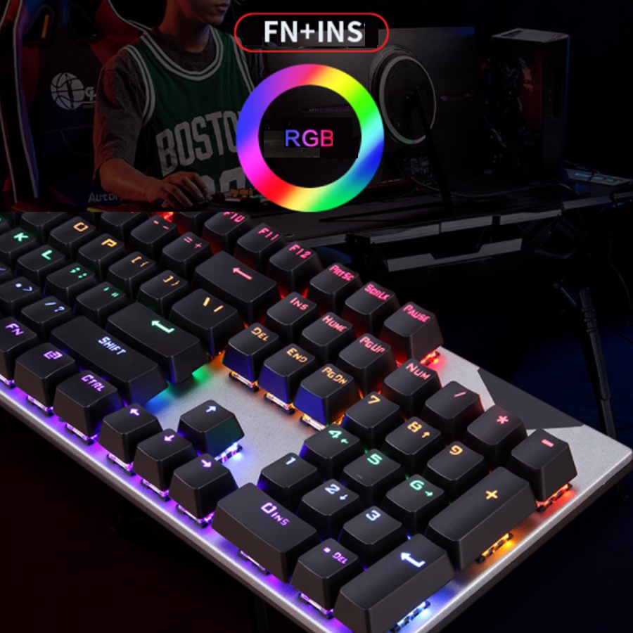 Bàn phím cơ, bàn phím gaming chính hãng Forev Q302, blue switch, 18 chế độ led RGB, chơi game văn phòng bấm cực thích