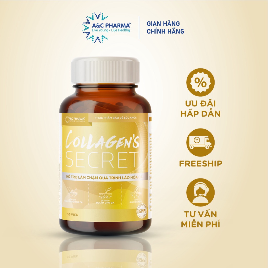 A&amp;C Pharma Viên uống Ngăn ngừa và làm chậm lão hoá da Collagen's Secret