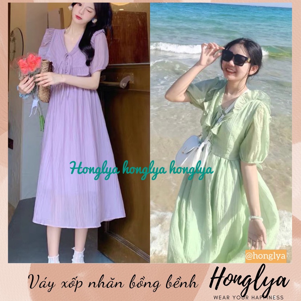 Đầm nàng thơ xốp nhăn mềm mịn 2 lớp