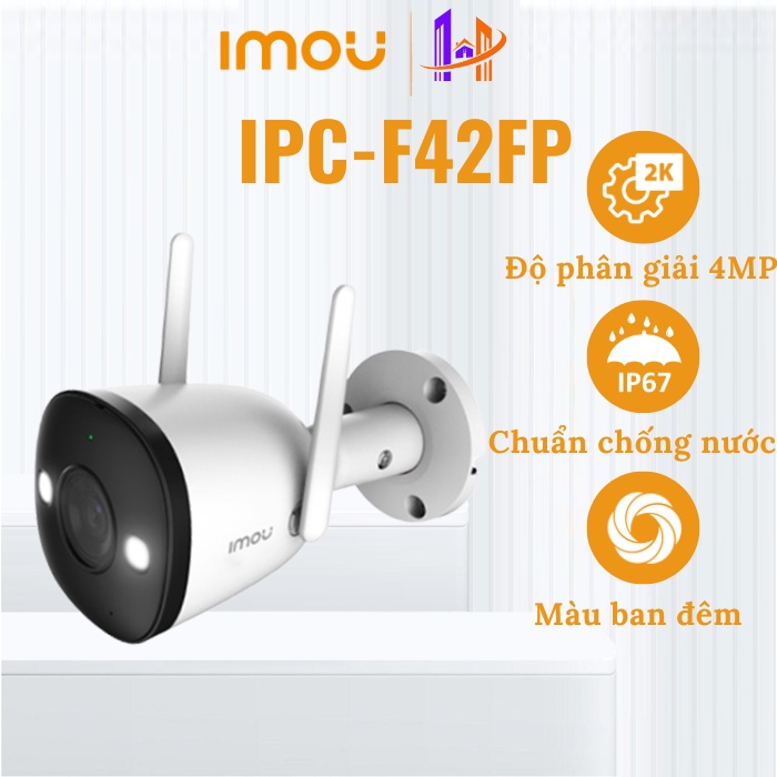 Camera Wifi 4MP IPC-F42FP-IMOU, 4 chế độ ban đêm, Tích hợp đèn Spotlight cảnh báo, Chuẩn chống nước IP67