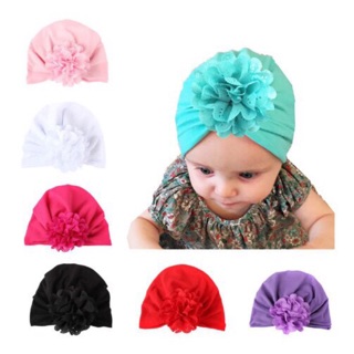 Mũ turban bông hoa cho bé gái