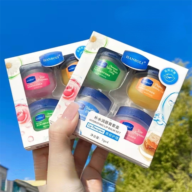 Hộp 4 mặt nạ môi Hanboli vaseline dưỡng ẩm chống nứt nẻ đôi môi