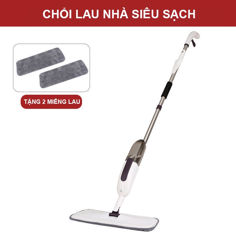 Chổi lau nhà phun sương 2 trong 1, xoay 360 độ tiện lợi, tặng thêm 1 giẻ lau để thay thế