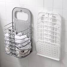 Giỏ nhựa đựng quần áo treo tường có thể gấp gọn tiết kiệm không gian - hàng loại 1