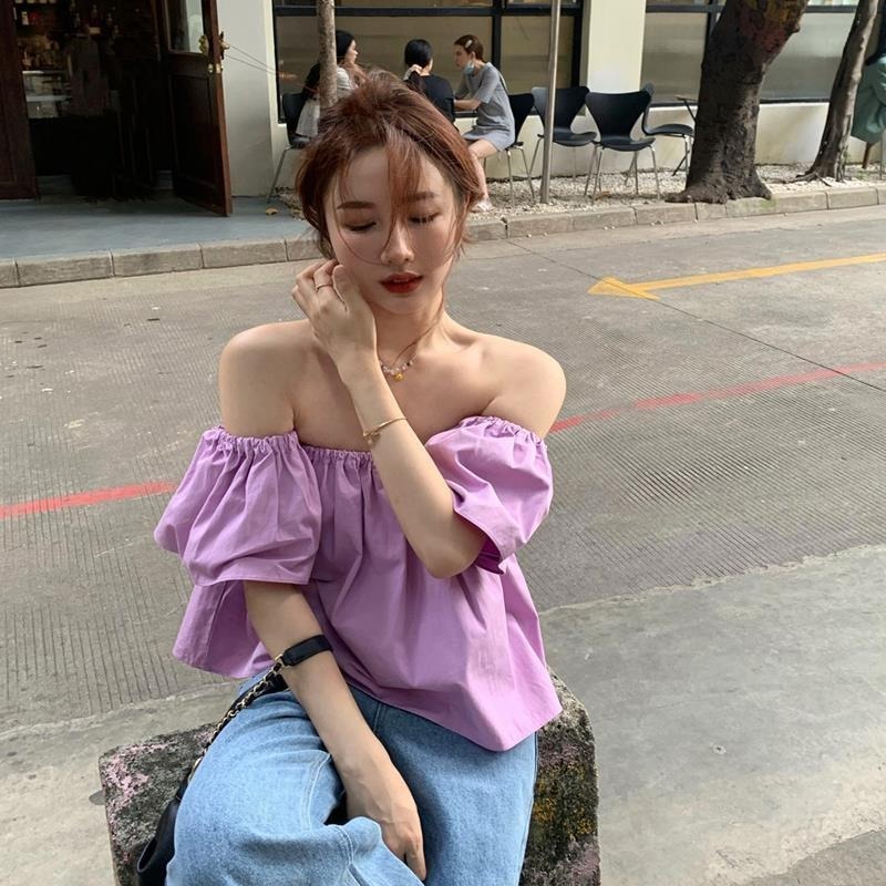 Áo Trễ Vai Tay Phồng Phong Cách Pháp Thời Trang Mùa Hè Cho Nữ