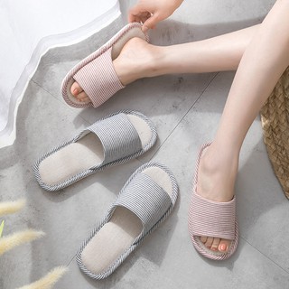 Dép đi trong nhà bằng vải lanh thoải mái thời trang cho nam và nữ