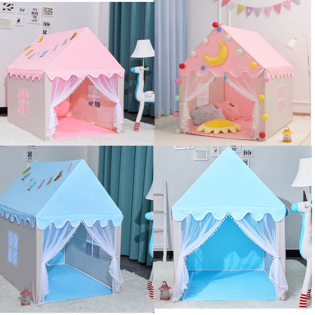 Lều Hình Ngôi Nhà Màu Xanh, Hồng Cho Bé Trai Bé Gái BG78