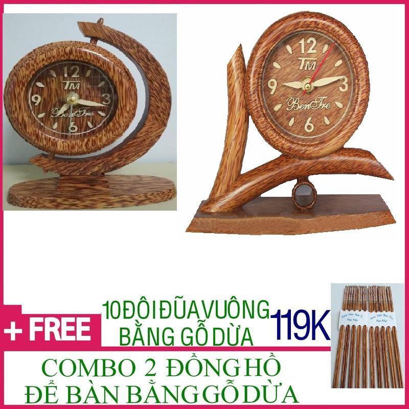 MUA 2 TẶNG 10: Combo 2 đồng hồ để bàn tặng 10 đôi đũa bằng gỗ dừa