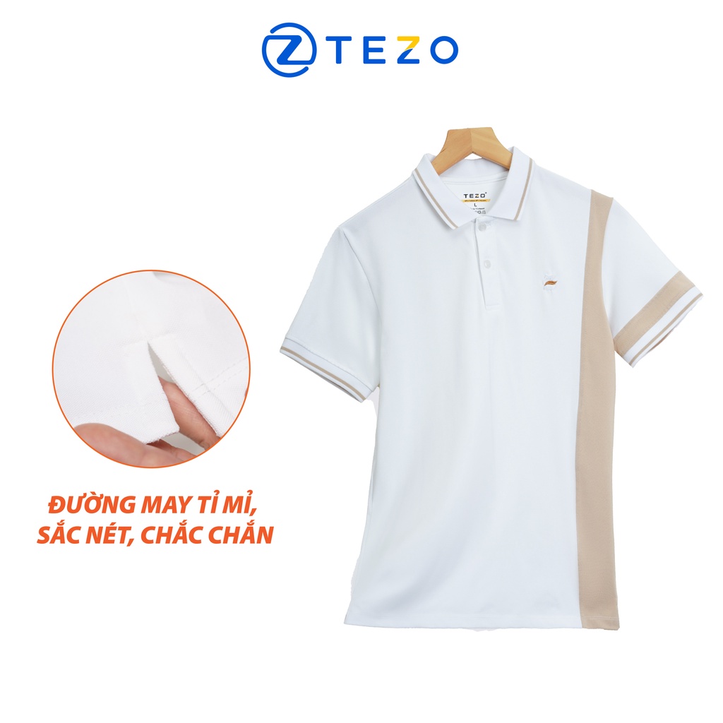 Áo polo nam thiết kế phối sườn Tezo phông có cổ năng động dễ mặc 22APCT021