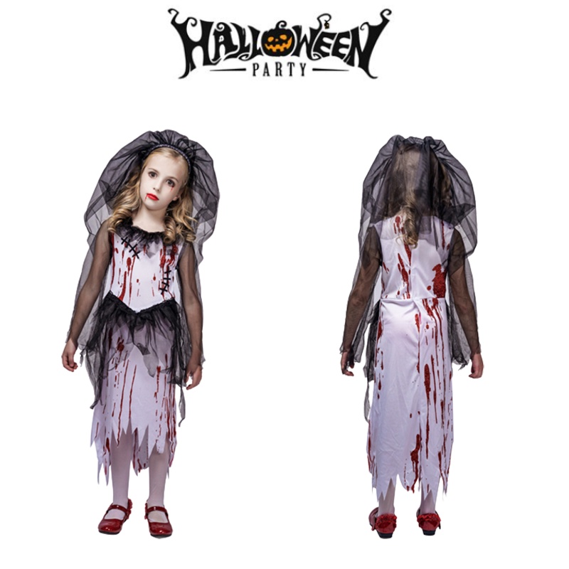 2022 Ghost Bloody Bride Halloween Costume Cosplay Outfit Role Play Party Prop kid girl gift
