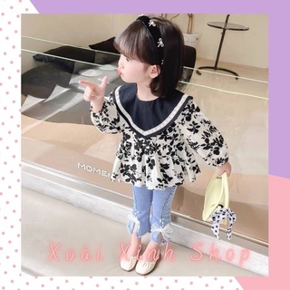 Sét áo hoa quần jean cho bé gái từ 12-22kg