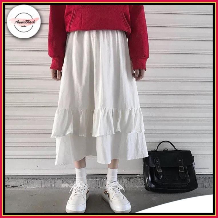 Chân Váy Midi Nữ 🦋 Chân Váy Vạt Bèo 2 Tầng 3 Màu 🦋 AB | BigBuy360 - bigbuy360.vn