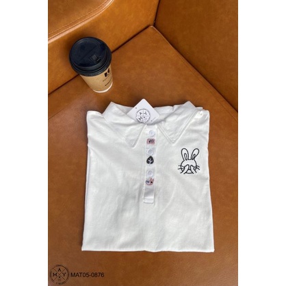 Áo polo nữ MAYSINCE2011 thêu hình thỏ dễ thương vải cotton thoáng mát dáng ôm nhẹ MAT05-0876