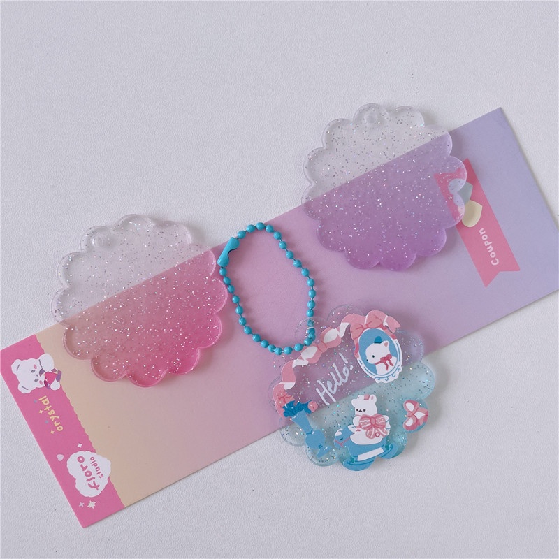 Peach Glitter gradient DIY pendant Disc acrylic DIY key ring