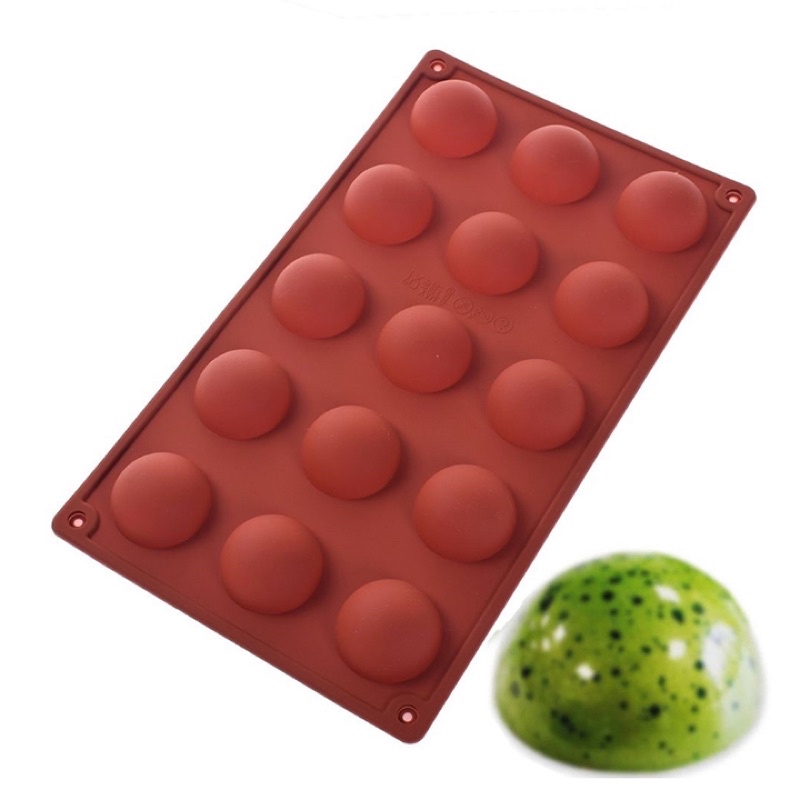 Khuôn silicon hình cầu (15 ô)- [khuôn socola, khuôn thạch]