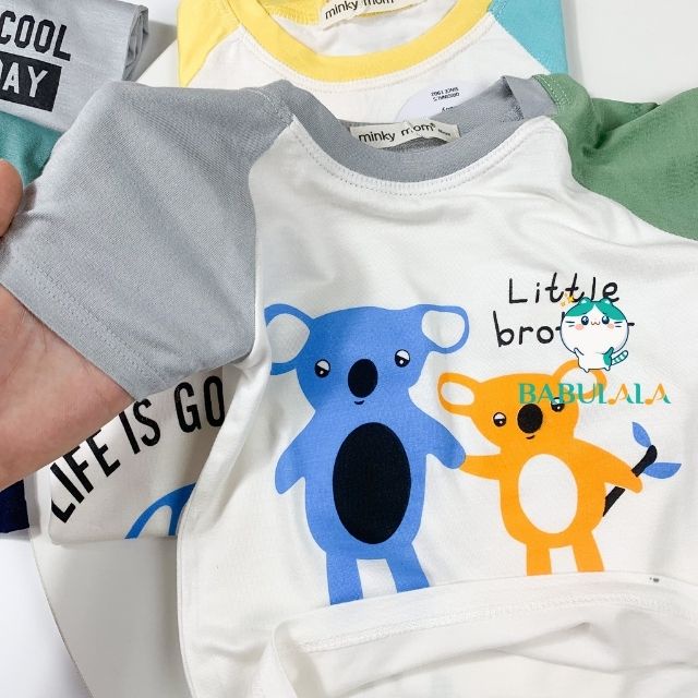 Bộ Quần Áo Minky Mom Bé Trai Bé Gái Tay Ngắn Thun Lạnh Cộc Tay Trẻ Em 1 2 3 4 5 6 Hình Máy Bay Ô Tô BABULALA CT22