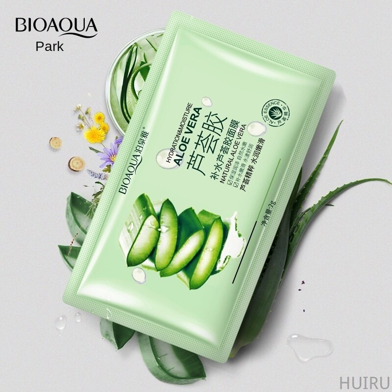 Poquanya Aloe Gel Mask Moisturizing Refreshing Oil Control Pores Shrink Smear Mask Sleeping Mask Facial Care 2ml/piece