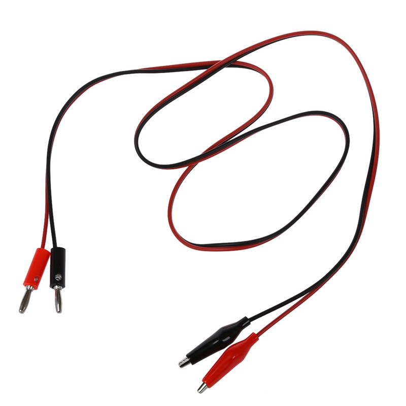 2 Pcs Red Black Banana Plugs to Alligator Clips Probe Test Cable 1M