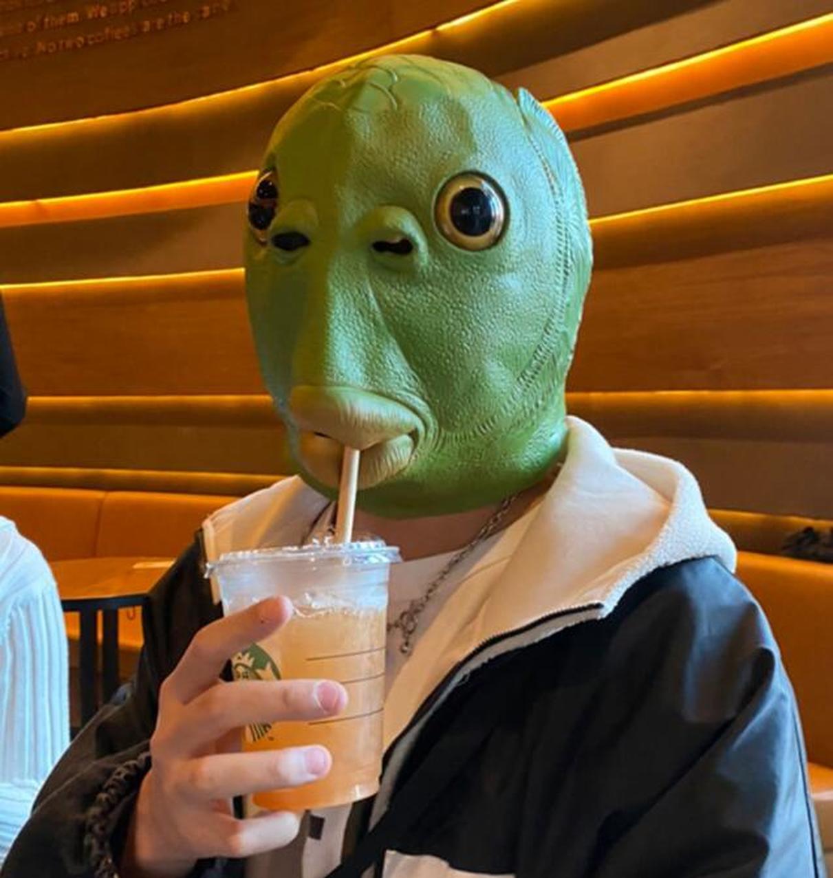 Mặt nạ hình đầu cá màu xanh lá cây vui nhộn độc đáo | BigBuy360 - bigbuy360.vn