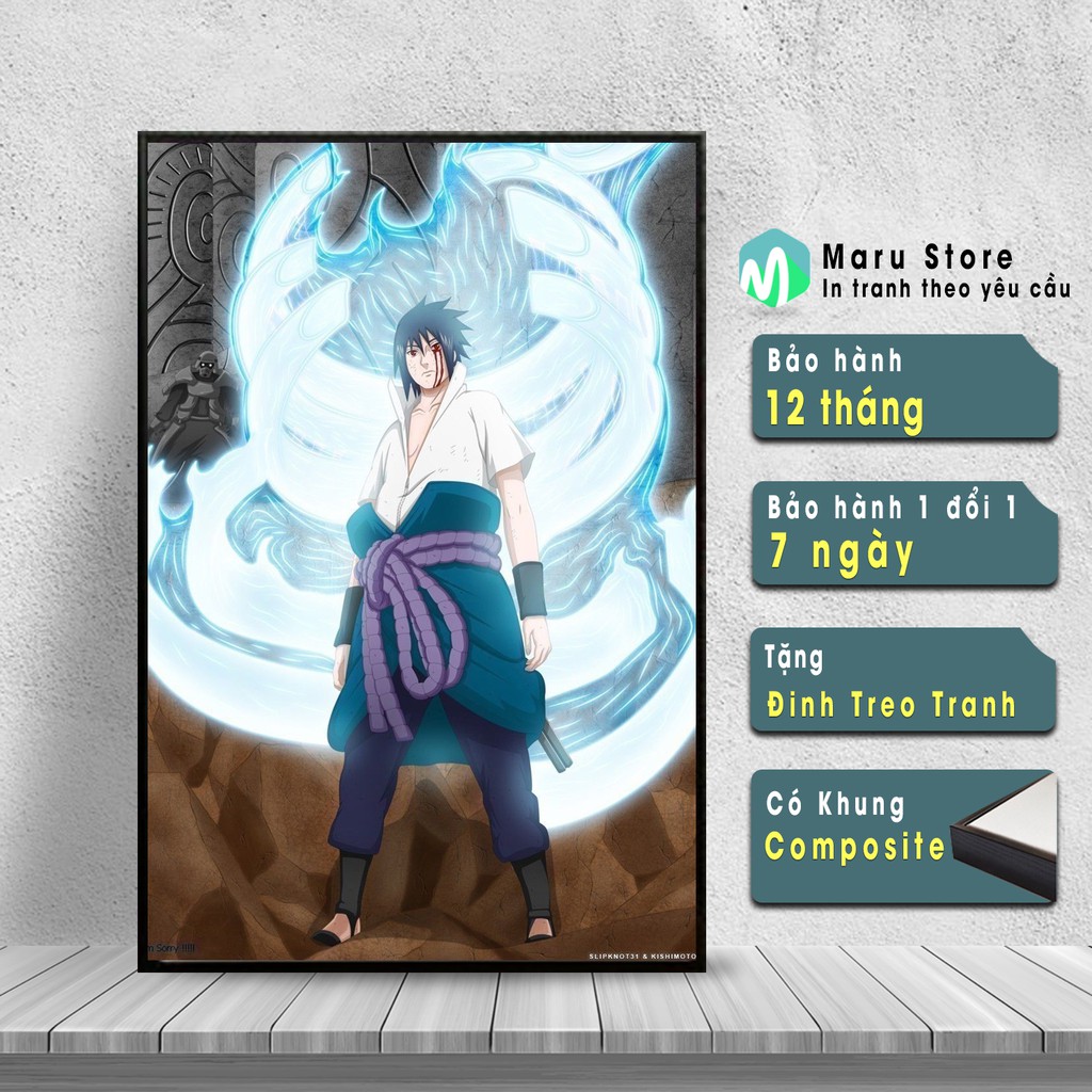 Tranh Naruto Canvas Treo Tường Nhân Vật Sasuke