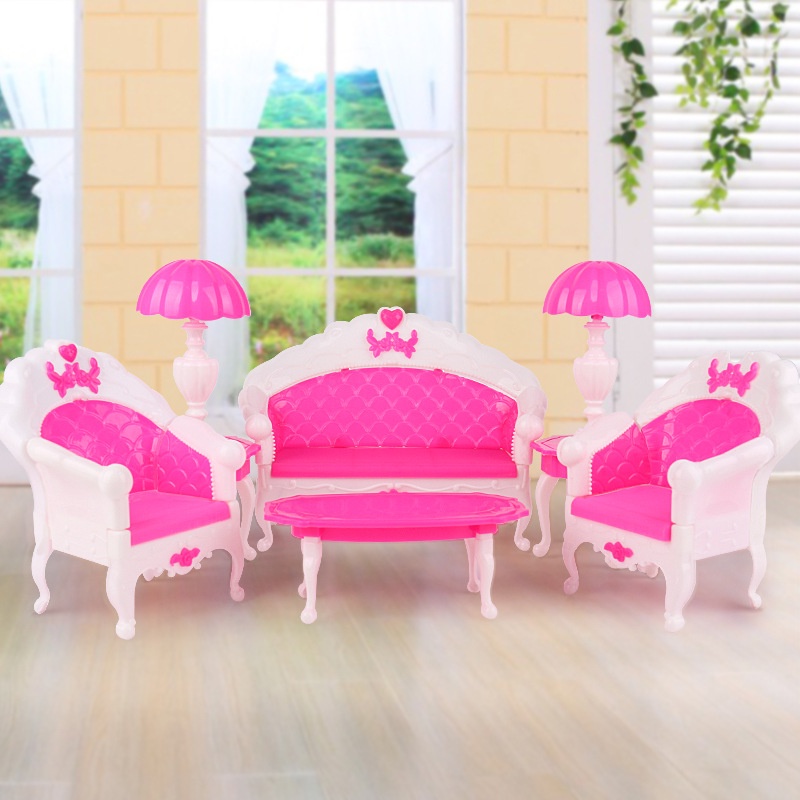 Set 6 món Sofa bàn ghế cho búp bê Barbie,búp bê Xinyi,búp bê Licca, phụ kiện đồ chơi, búp bê nội thất cho bé