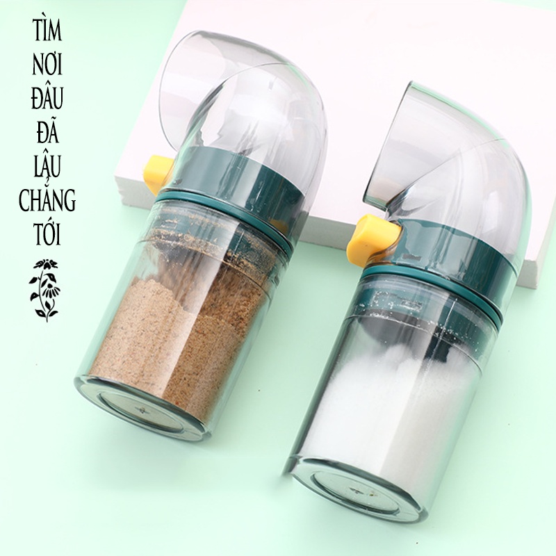 Set 2 hũ đựng gia vị hình ống nước độc đáo nút nhấn kiểm soát lượng gia vị khi nấu ăn