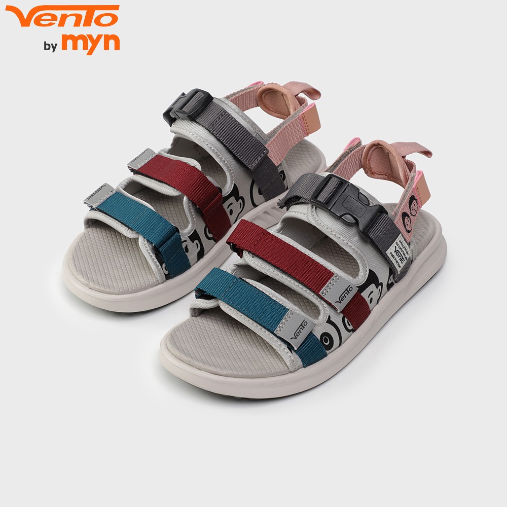 Giày Sandal Vento 3 quai NB80 màu ghi xanh ngọc hoạ tiết hoạt hình đế công nghệ IP