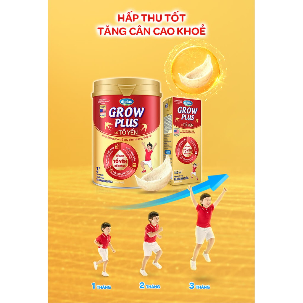 Sữa Growplus Grow plus Tổ Yến 3+ 850g [Cho trẻ từ 3 tuổi trở lên]