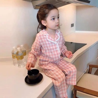 💥[SIÊU RẺ]💥Bộ Pijama đũi thô (kate) caro cho bé gái siêu xinh