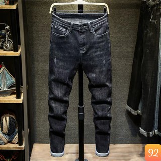 Quần jean nam xám đen đậm trơn không rách gối chất bò cao cấp co dãn 4 chiều cực đẹp, quần rin nam đẹp 3D49 MẪU MỚI