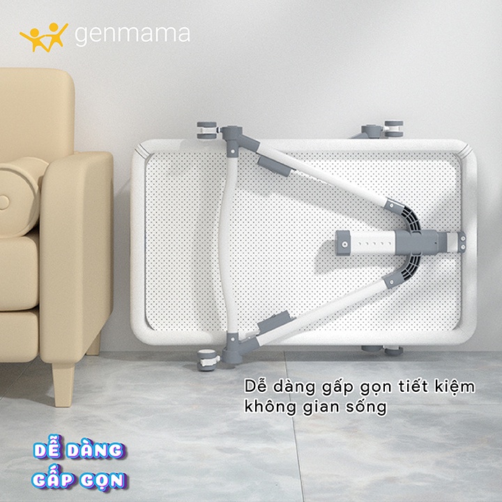 Nôi vải cho bé gấp gọn đa năng thiết kế 2 tầng có màn, bánh xe, nệm, giỏ để đồ. Nôi cho bé 0 - 24 tháng. KANROO