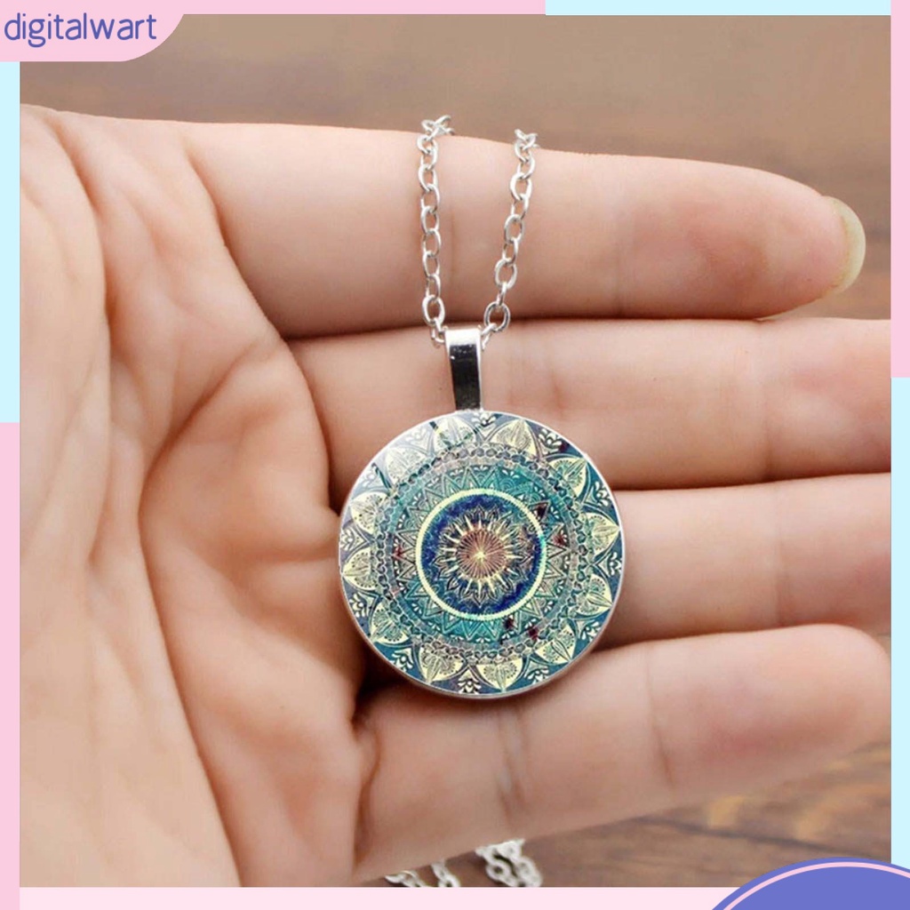 Bộ Dây Chuyền + Vòng Tay + Đôi Khuyên Tai Mặt Tròn Họa Tiết Mandala Thời Trang Cho Nữ