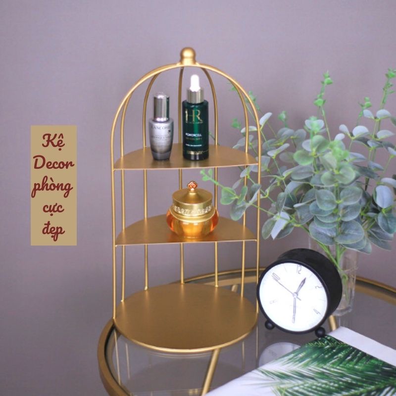 Kệ đựng mỹ phẩm lồng chim IMA Store 3 Tầng Thiết Kế Sang Trọng- Kệ decor phòng sang chảnh