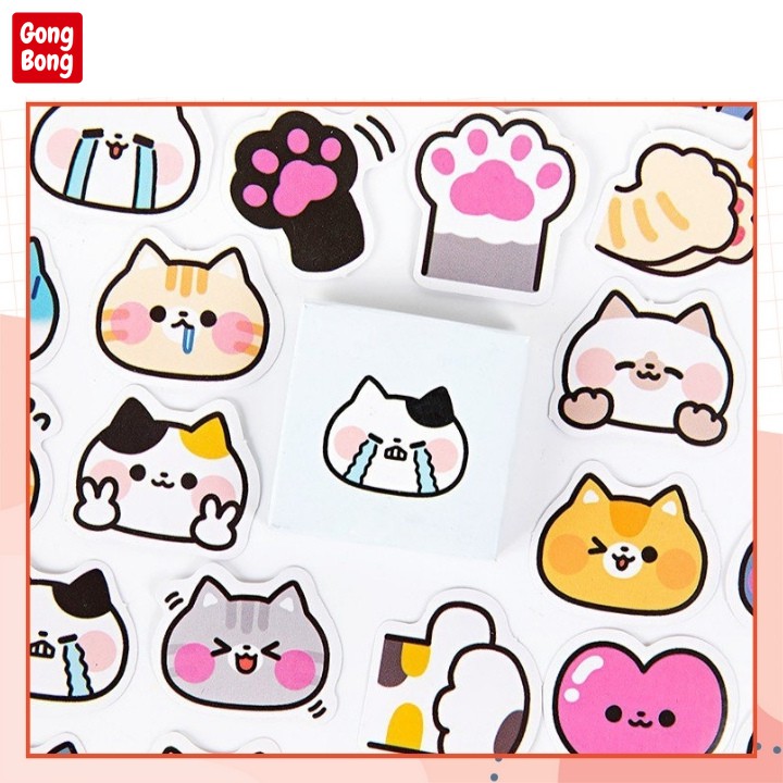 Sticker cute trang trí hình dán mèo cảm xúc bộ 26 nhãn dán sổ tay điện thoại laptop đồ dùng