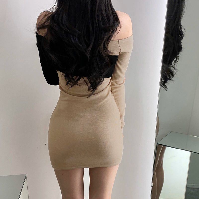 VÁY BODY PHỐI TAY MÀU CHÉO VẠT SANG CHẢNH