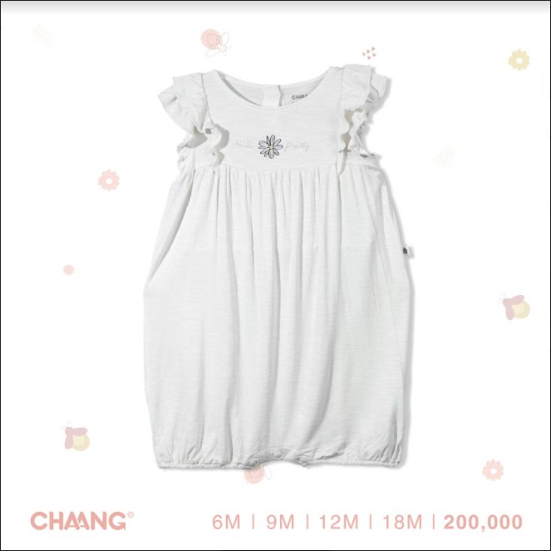 [Mã FARSBRT51 giảm 20K đơn bất kỳ] Bodysuit bé gái cộc tay bèo CHAANG Lake trắng