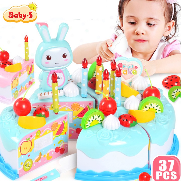 Đồ chơi bánh kem sinh nhật cao cấp 37 chi tiết bằng nhựa ABS nguyên sinh làm quà tặng sinh nhật cho bé Baby-S – SDC031