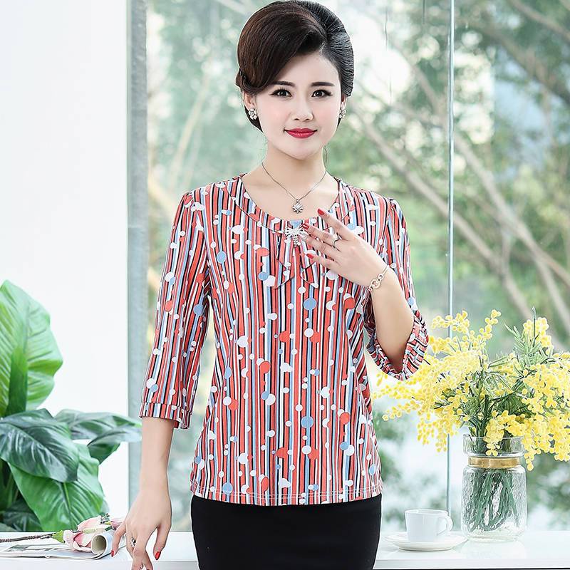 Áo Thun Tay Ngắn Plus Size Thời Trang Cho Phụ Nữ Trung Niên