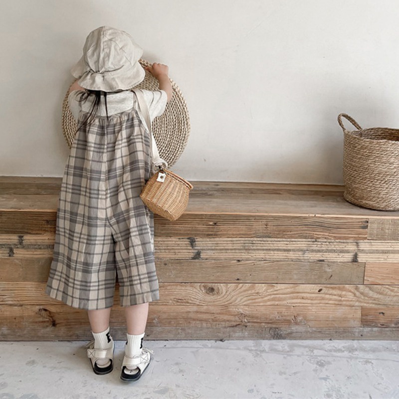 Bộ Áo Liền Quần Hai Dây Ống Rộng Phong Cách Hàn Quốc Cho Bé Gái