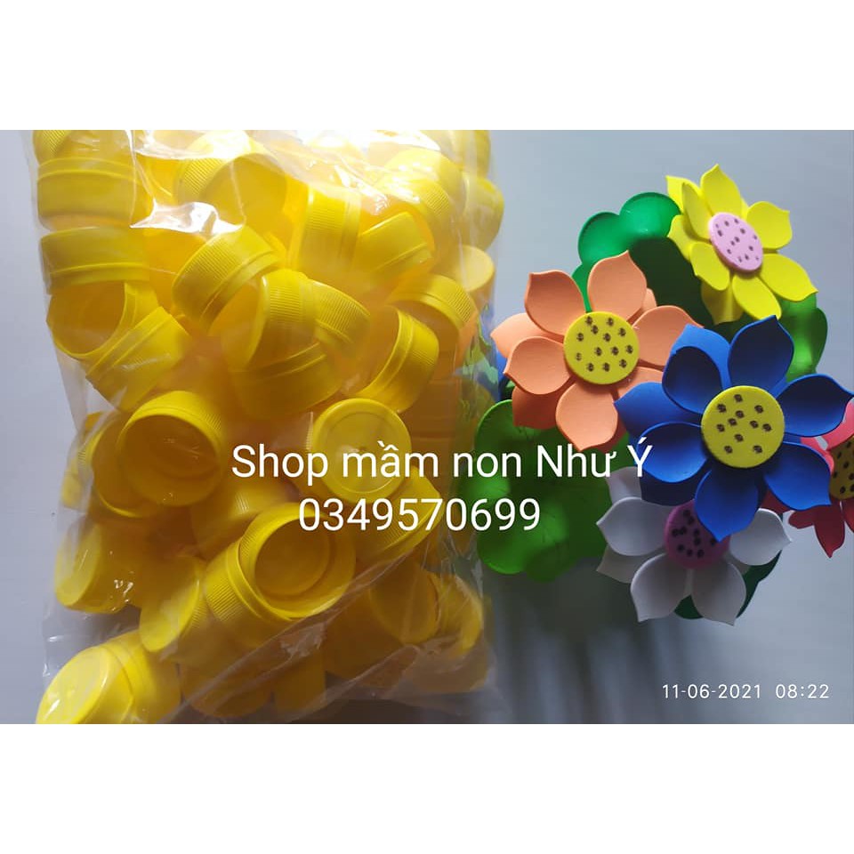 (KHO SỈ) 100 Nắp chai nhựa nhiều màu 🌻SHOP MẦM NON NHƯ Ý 🌻- Đồ Dùng Mầm Non 🌻