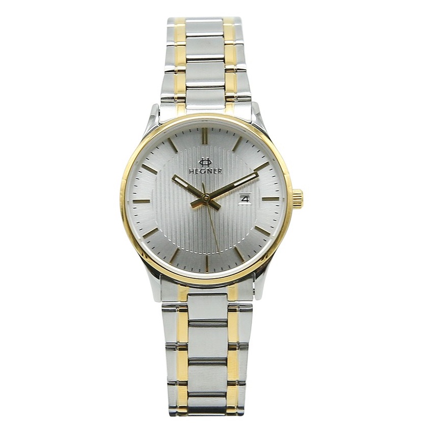 Đồng hồ nữ mặt kính Sapphire chống xước chính hãng Hegner HW-5050LCWH chống nước, có lịch ngày, mặt số chạm nổi