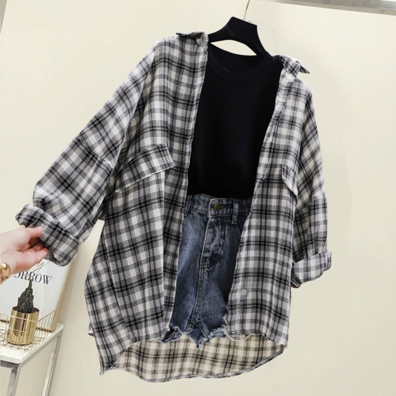 [Mã FASHIONT4WA2 giảm 10K đơn 50K] Áo Sơ Mi Caro Nữ ❤️ Áo sơ mi nữ kẻ caro dáng rộng SIÊU HOT ❤️ | BigBuy360 - bigbuy360.vn