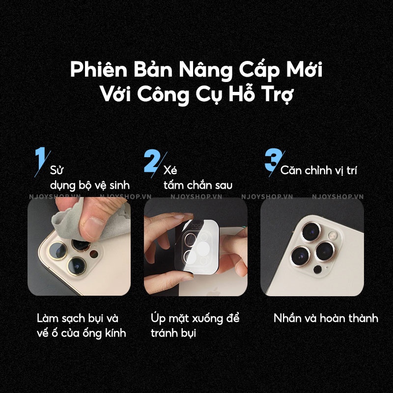 Bộ Vòng Cường Lực Bảo Vệ Camera Hoda Sapphire Độ Cứng 9 Mohs Siêu Cứng Cáp Cho Ip 13 Pro Max 13 Mini Njoyshop