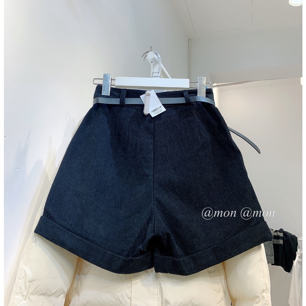 210727 Quần short nhung gân , quần short nữ thu đông, tặng kèm belt, 4 màu.