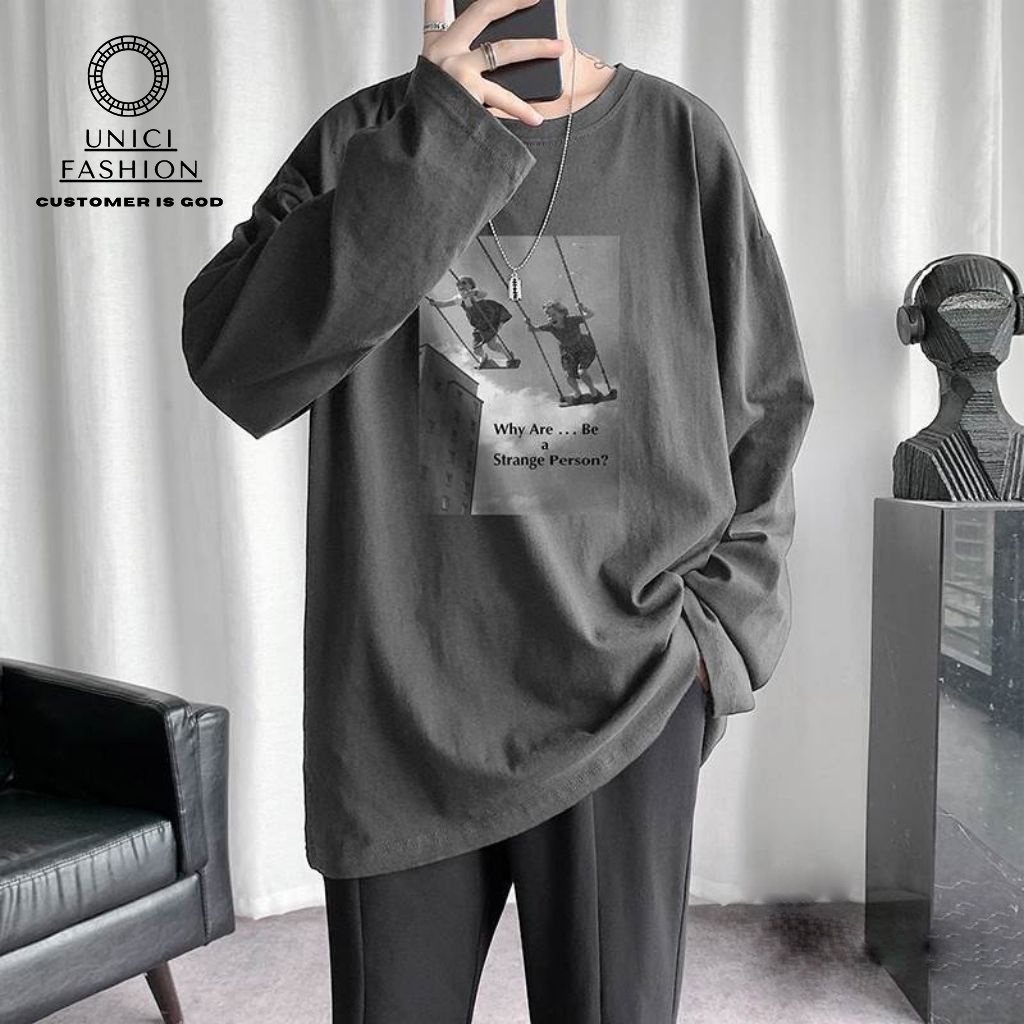 Áo thun unisex nam nữ dài tay form rộng basic Unici cao cấp AH210